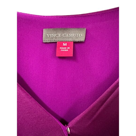 ✌️ 2/$40 ✌️Deep Purple Vince Camuto Thin Strap Wrap Dress Plunging Neckline sz M - Picture 4 of 8